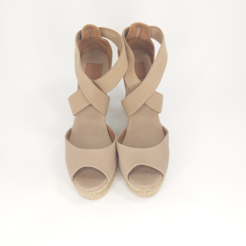 💙HP💙 Like New Tory Burch Peep-Toe Wedge Sandals - Picture 2 of 6